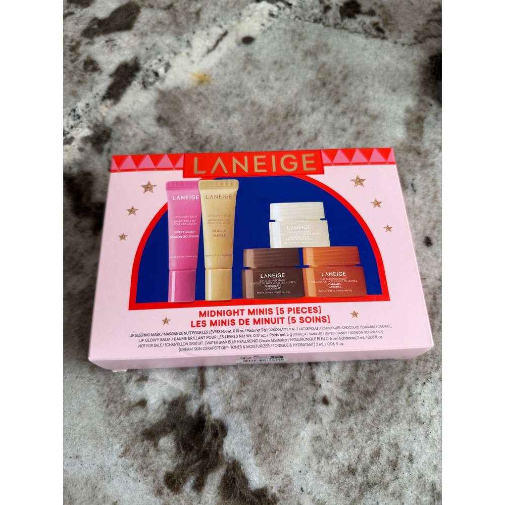Laneige Midnight Minis 5 Piece Lip Sleeping Mask Glowy Balm Set nib